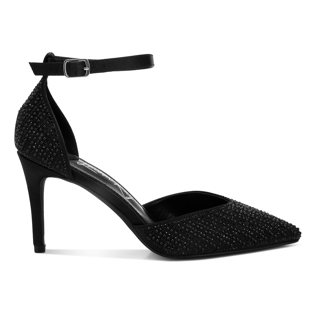 pearls & sequins embellished stiletto sandals#color_black