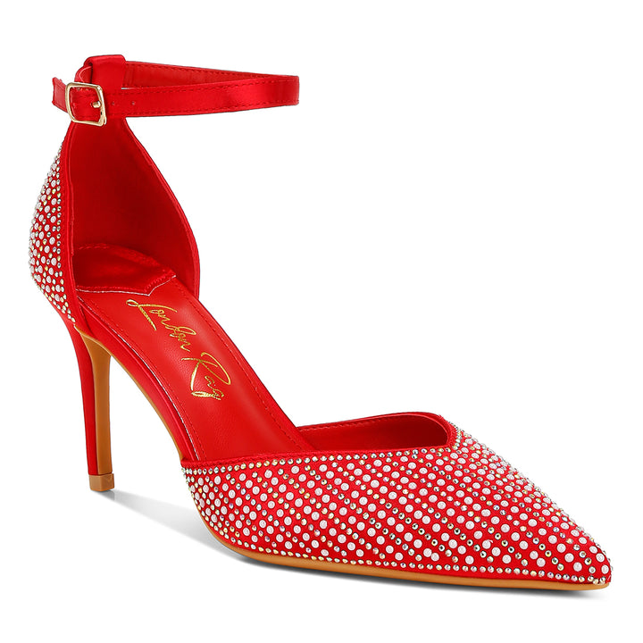 pearls & sequins embellished stiletto sandals#color_red