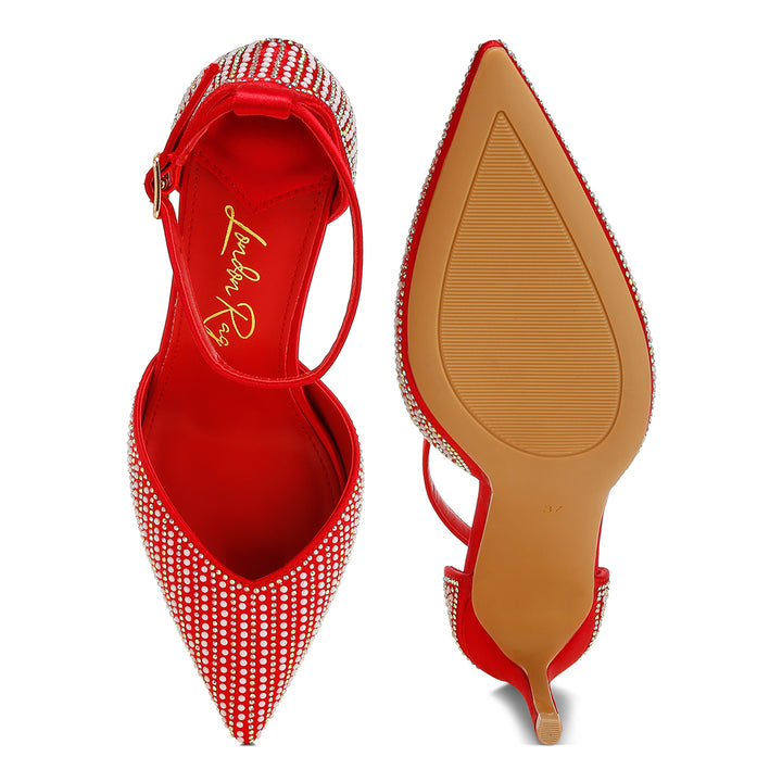 pearls & sequins embellished stiletto sandals#color_red