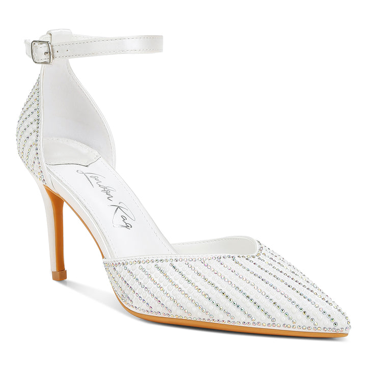 pearls & sequins embellished stiletto sandals#color_white