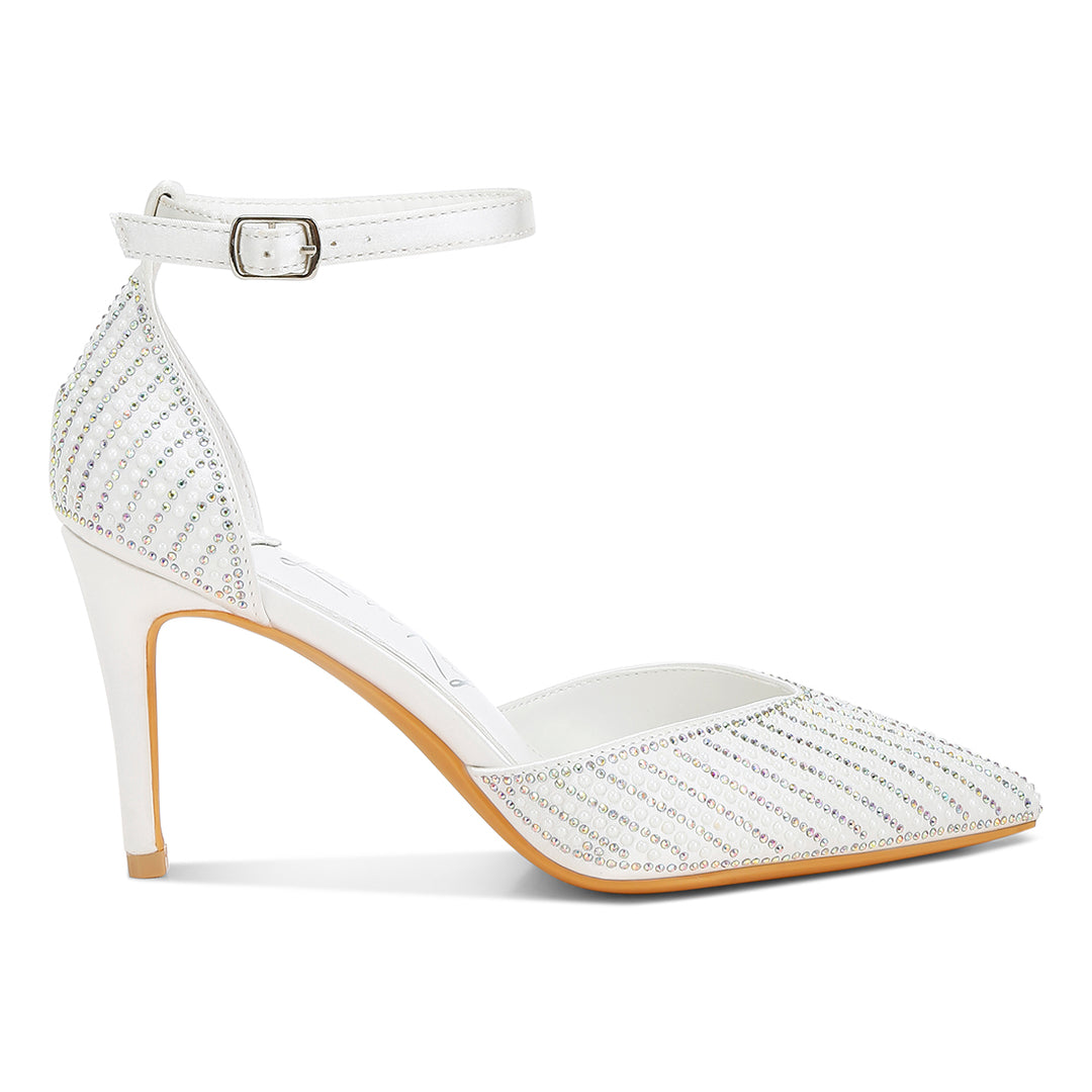 pearls & sequins embellished stiletto sandals#color_white