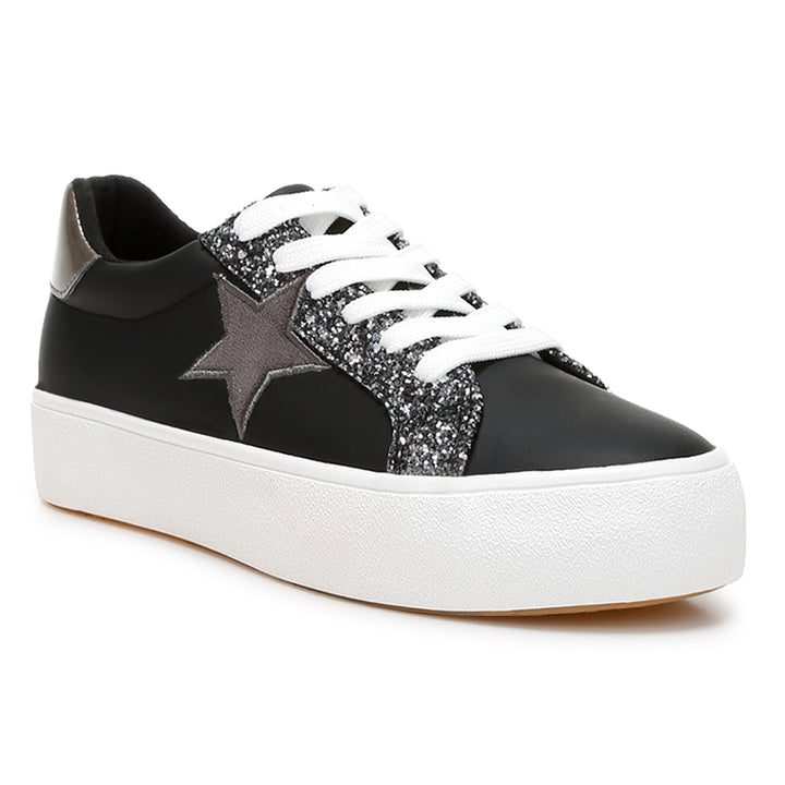 glitter patch chunky sneakers#color_black