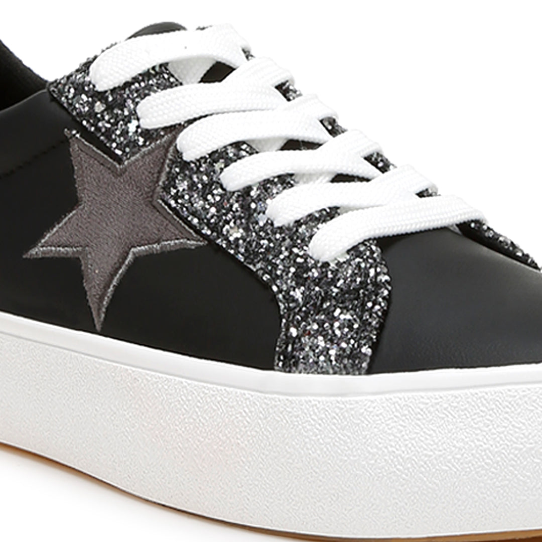 glitter patch chunky sneakers#color_black