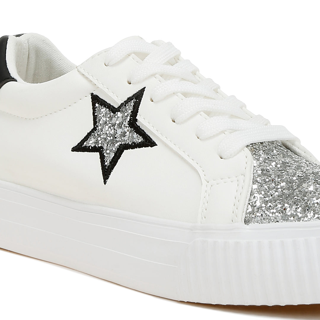 glitter patch chunky sneakers#color_white