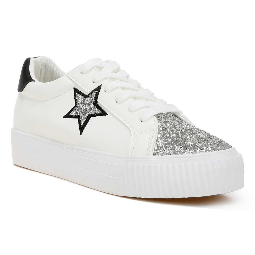 glitter patch chunky sneakers#color_white