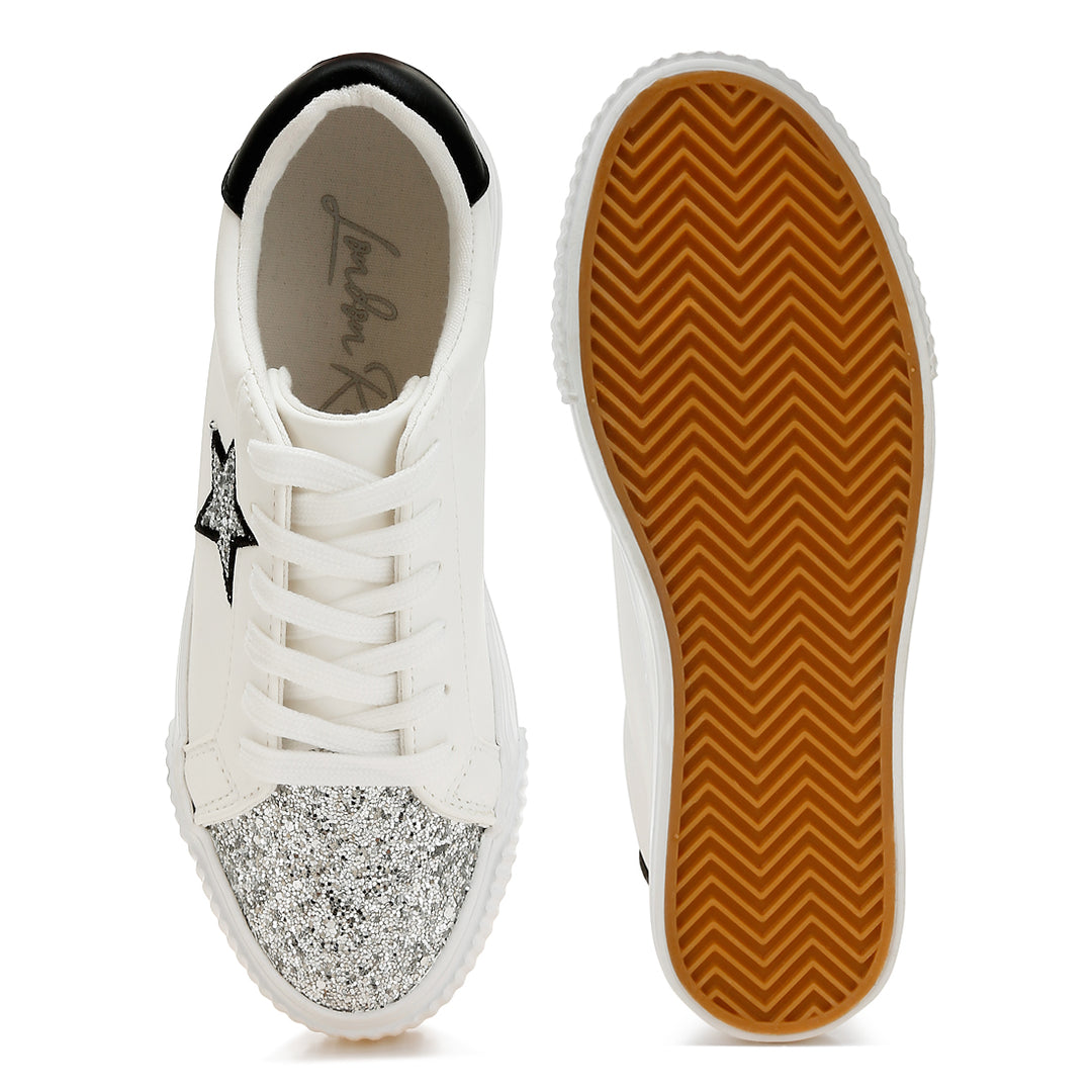 glitter patch chunky sneakers#color_white