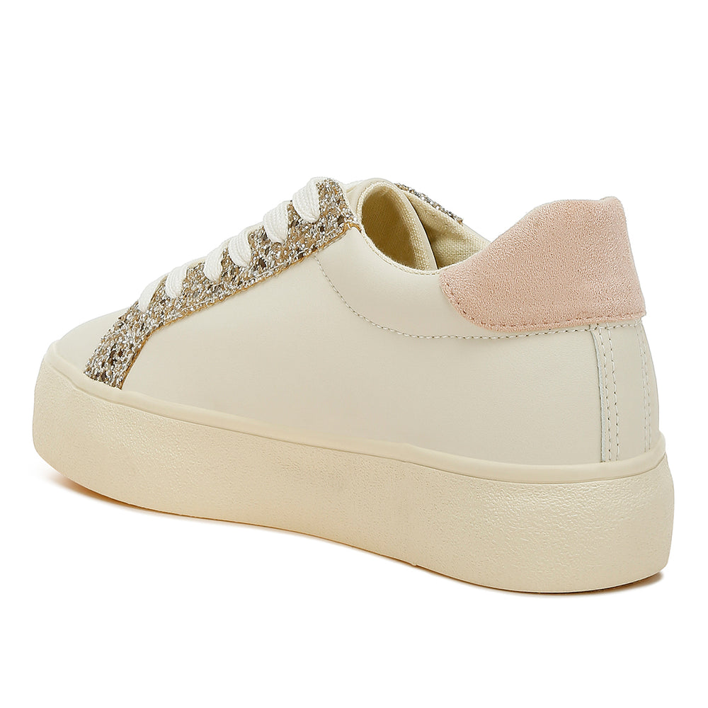 metallic star glitter sneakers#color_beige