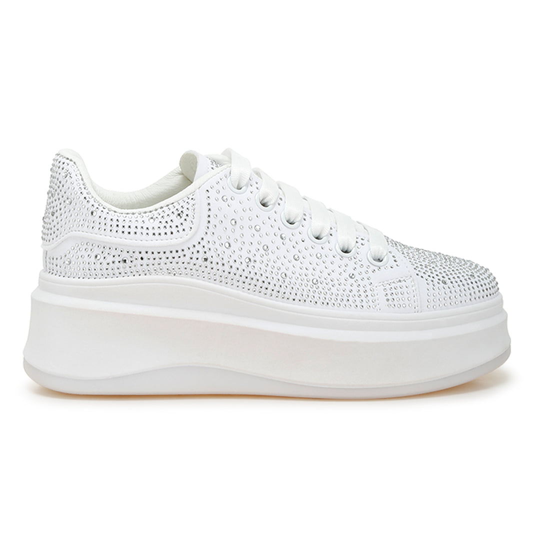 rhinestones embellished chunky sneakers#color_white