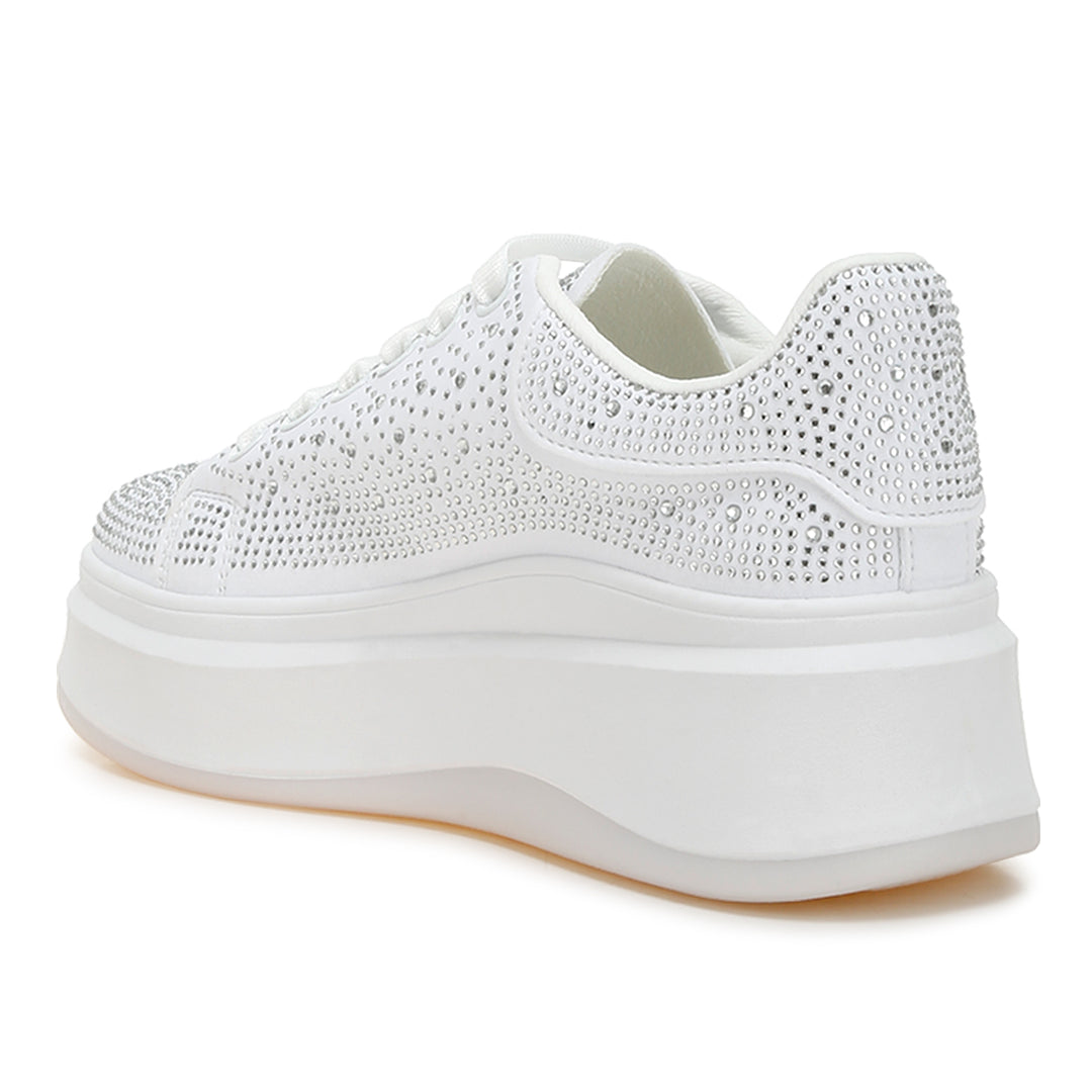 rhinestones embellished chunky sneakers#color_white