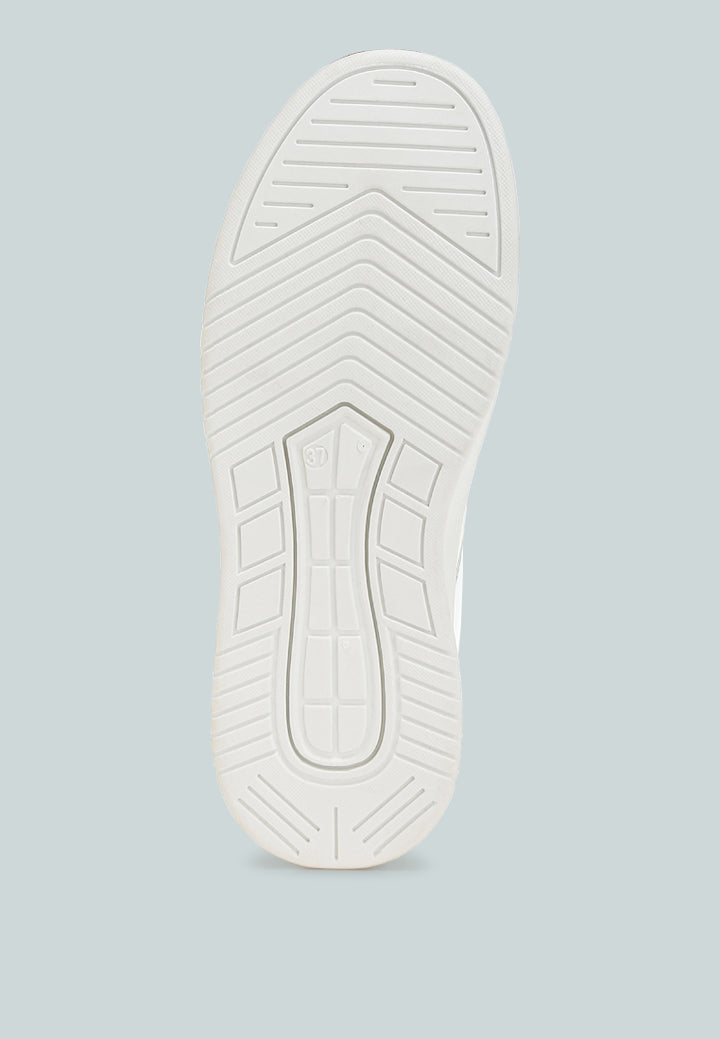 women metallic paneling platform sneakers#color_white-silver