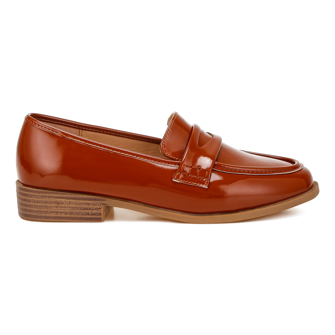 penny strap detail loafers#color_brown