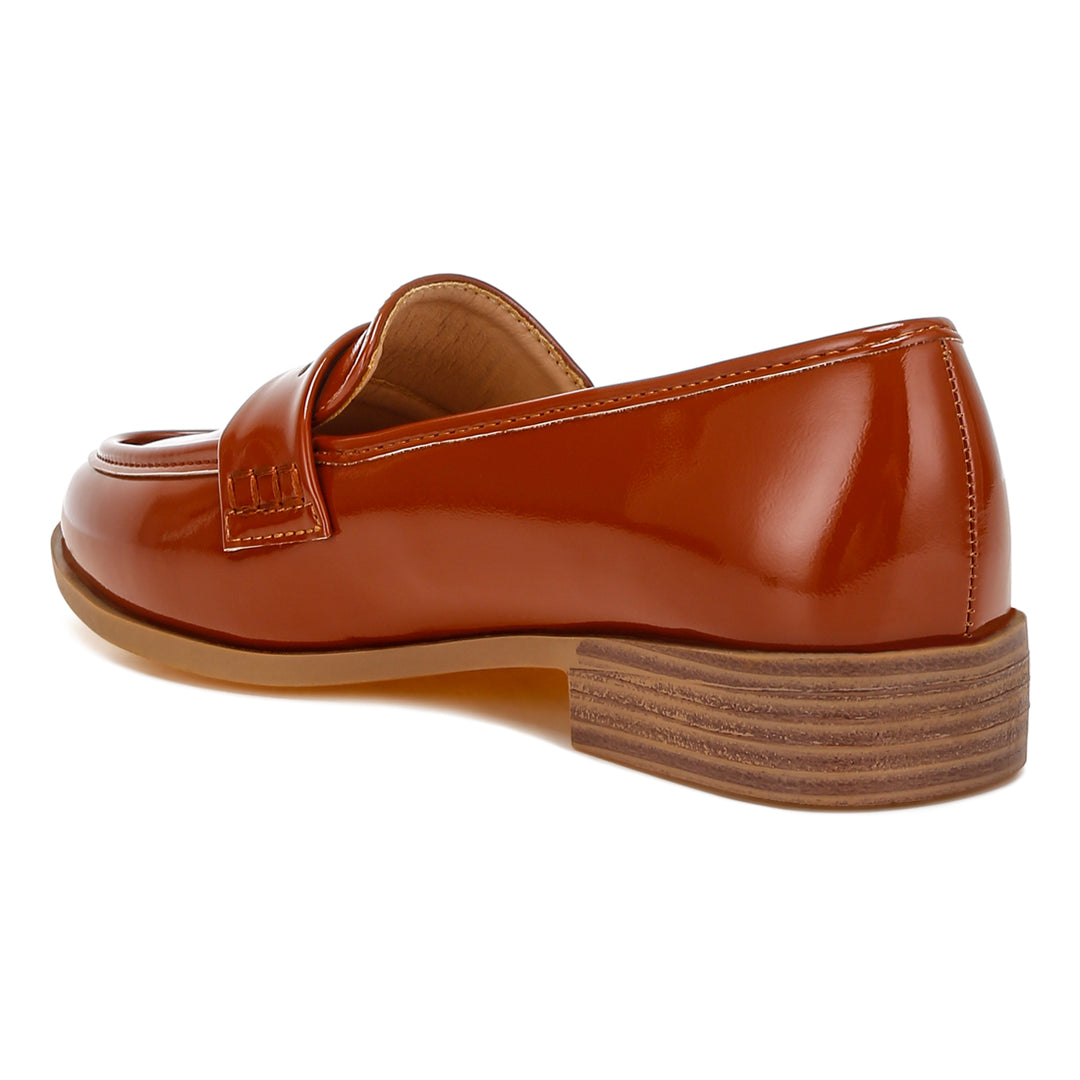 penny strap detail loafers#color_brown