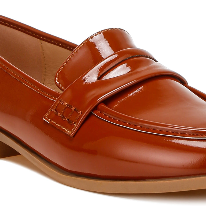 penny strap detail loafers#color_brown