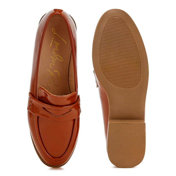 penny strap detail loafers#color_brown