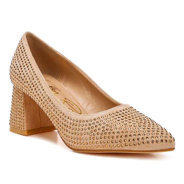 rhinestones embellished pumps
#color_beige