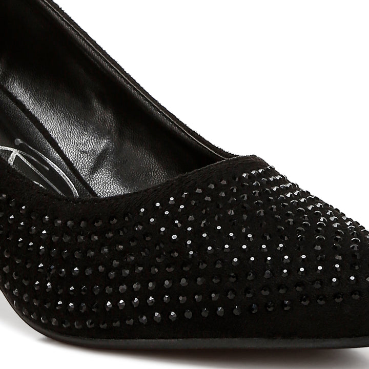 rhinestones embellished pumps
#color_black