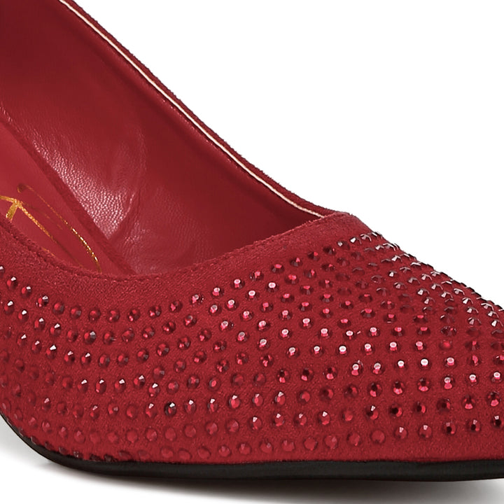 rhinestones embellished pumps
#color_red