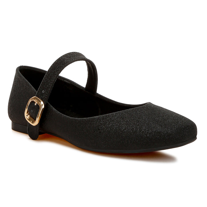 glitter pin buckle ballerinas#color_black