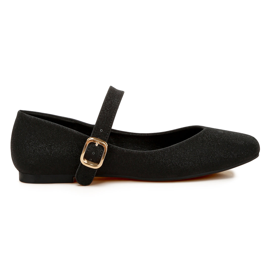 glitter pin buckle ballerinas#color_black