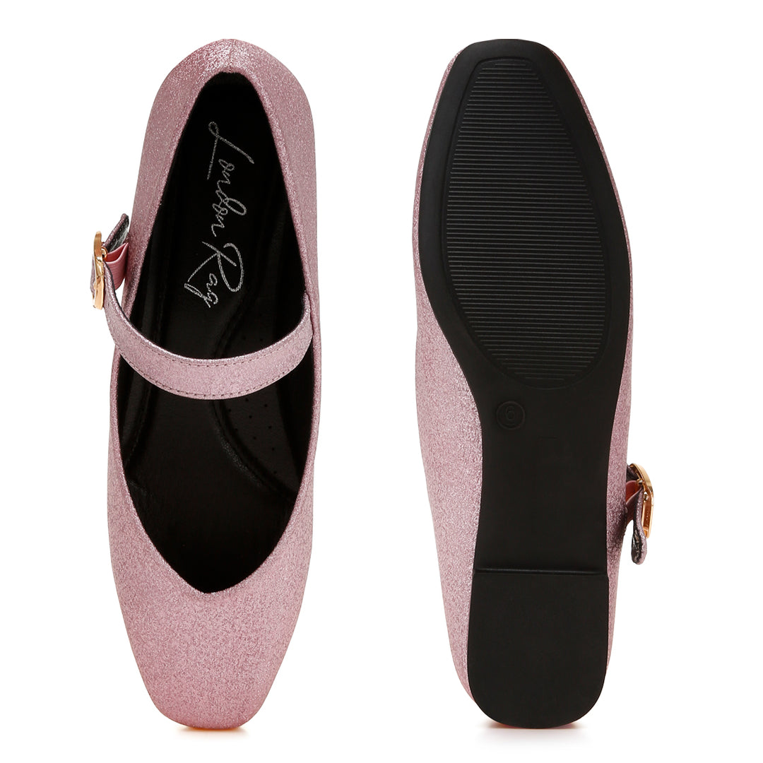 glitter pin buckle ballerinas#color_pink