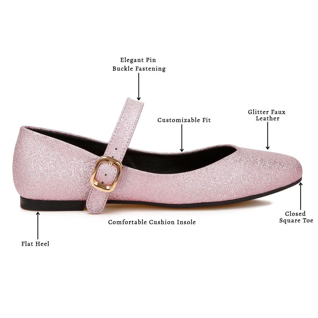 glitter pin buckle ballerinas#color_pink