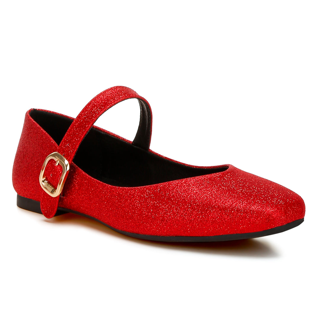 glitter pin buckle ballerinas#color_red