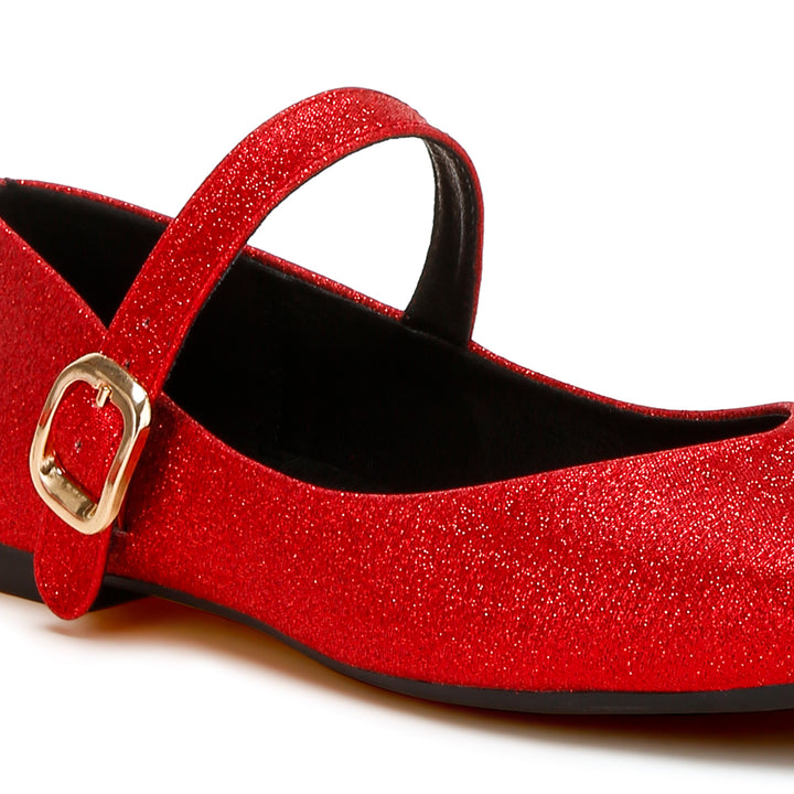 glitter pin buckle ballerinas#color_red