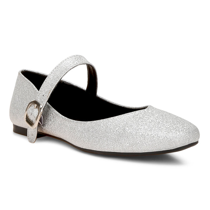 glitter pin buckle ballerinas#color_silver