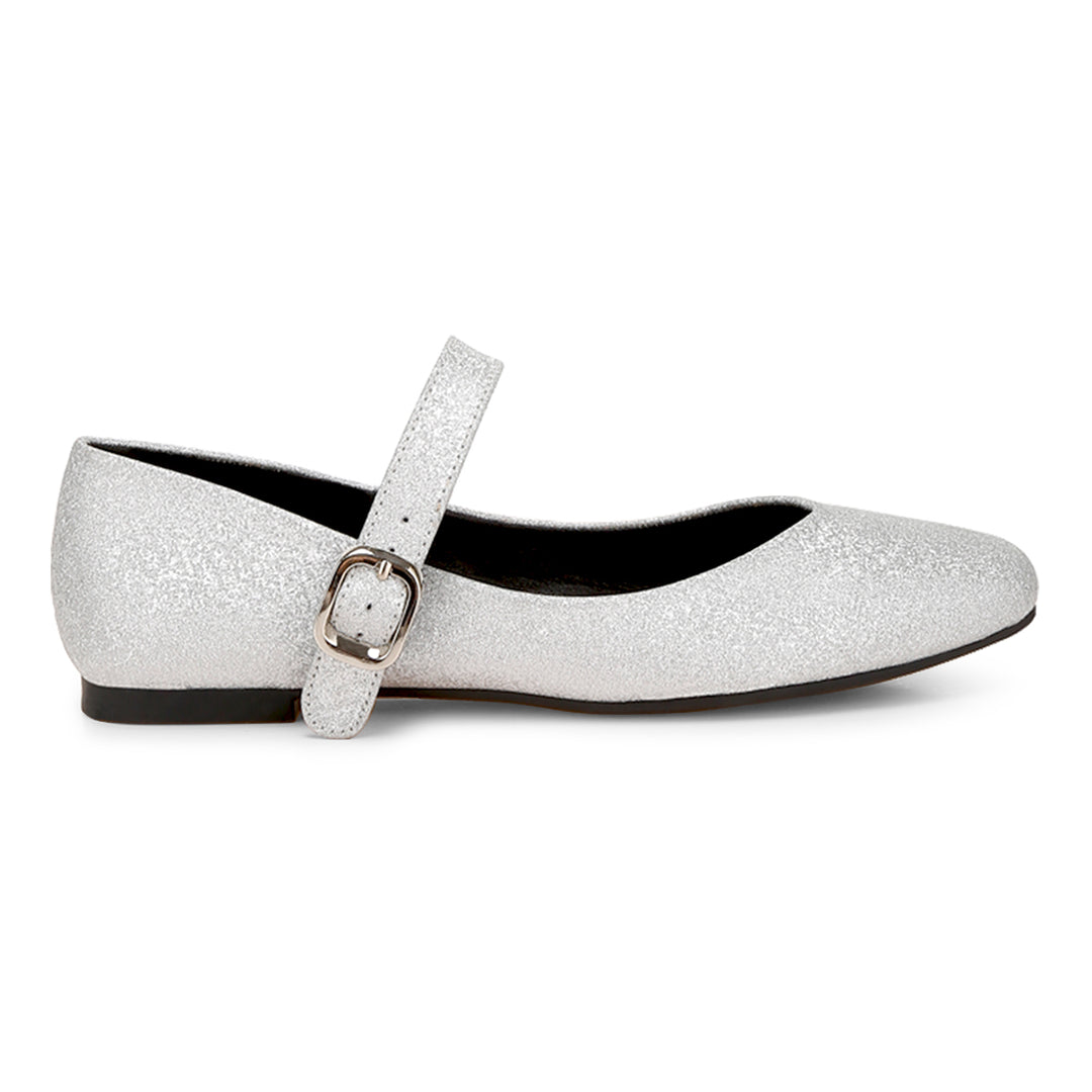 glitter pin buckle ballerinas#color_silver