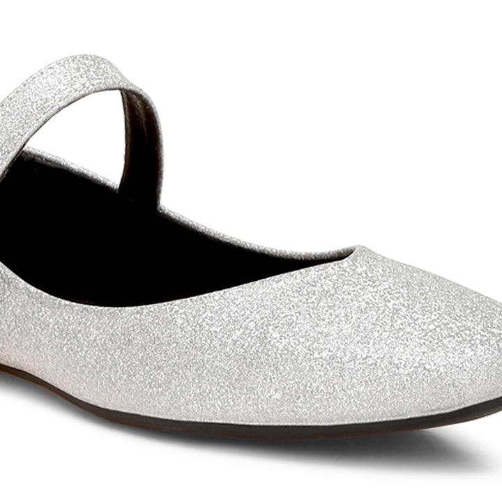 glitter pin buckle ballerinas#color_silver