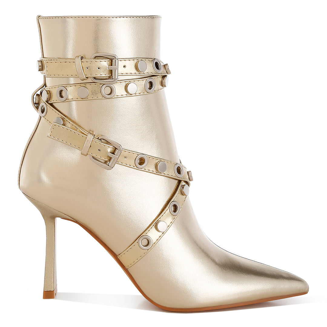 eyelets & studs harness ankle boots#color_gold