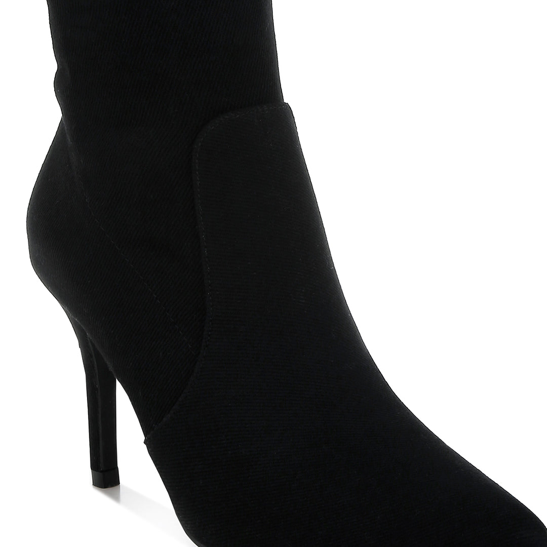 distressed denim mid-calf boots#color_black