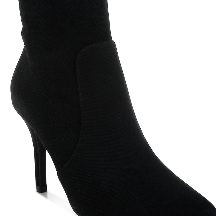 distressed denim mid-calf boots#color_black