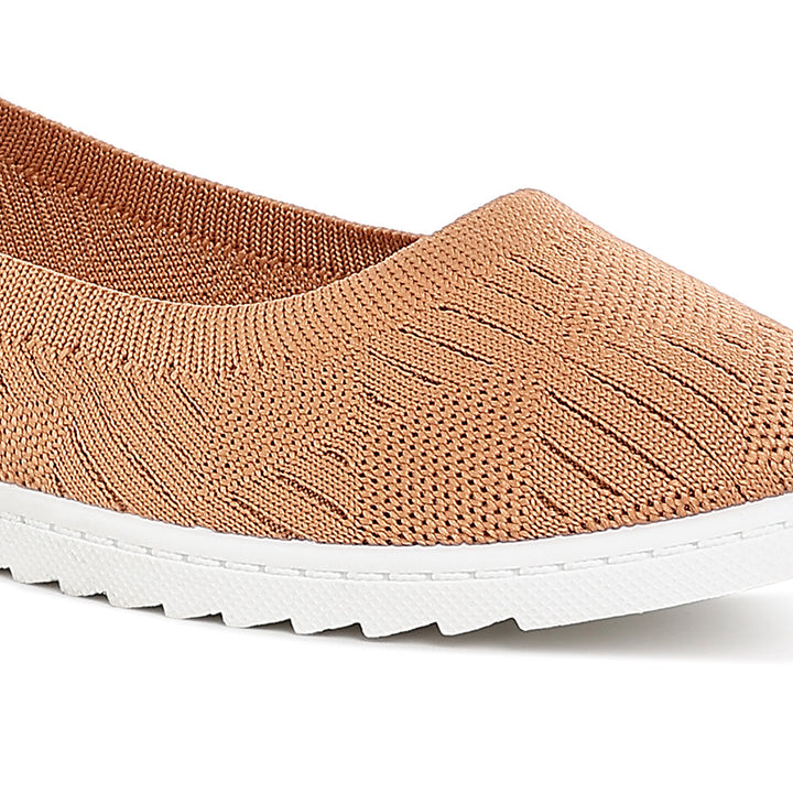 knitted flat ballet flats#color_tan
