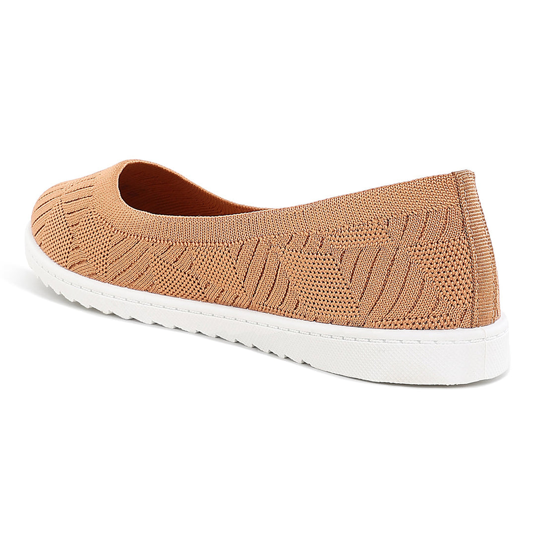 knitted flat ballet flats#color_tan