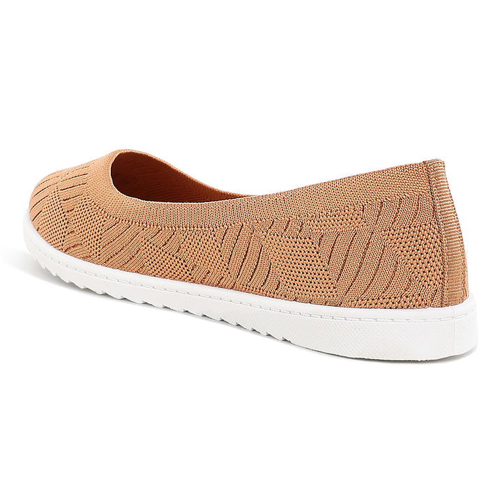 knitted flat ballet flats#color_tan