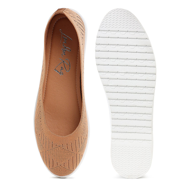 knitted flat ballet flats#color_tan