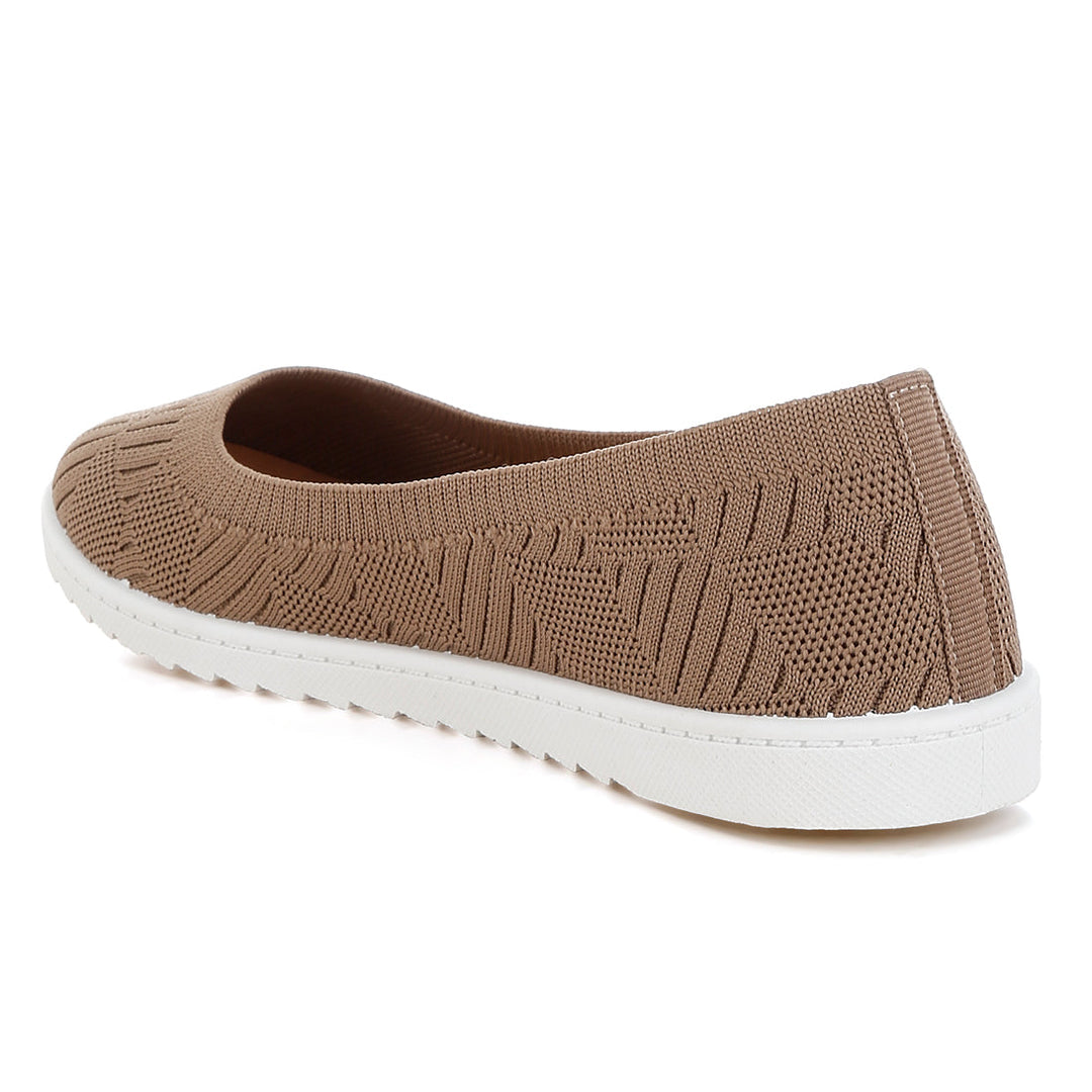 knitted flat ballet flats#color_taupe