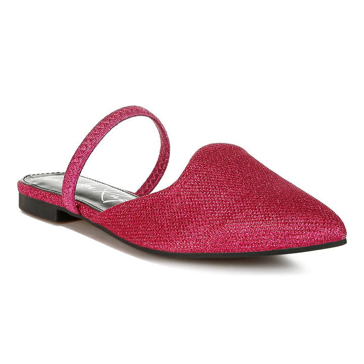 glitter faux leather flat mules#color_fuchsia