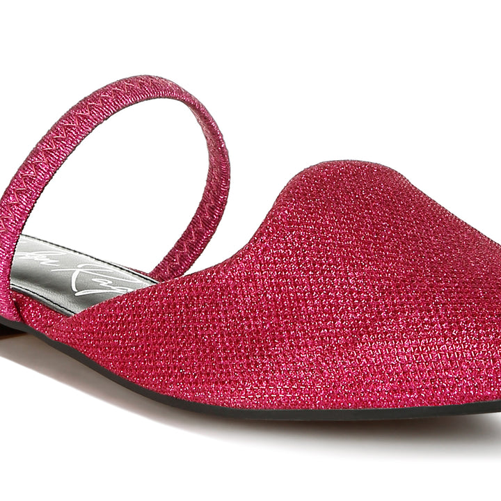 glitter faux leather flat mules#color_fuchsia