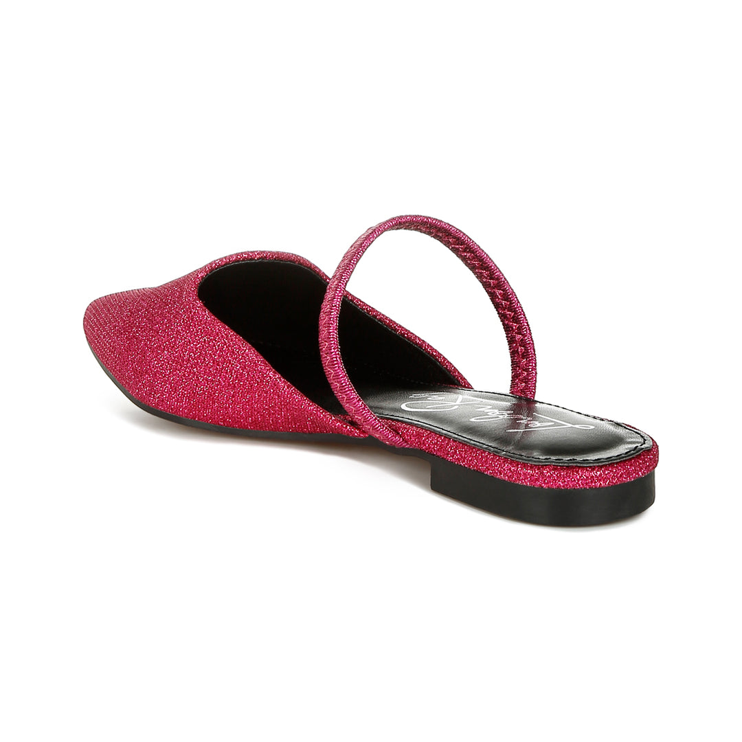 glitter faux leather flat mules#color_fuchsia