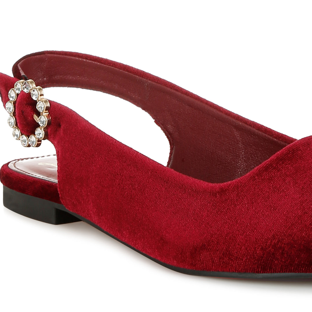 Velvet Slingback Flat Sandals