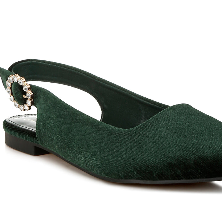 Velvet Slingback Flat Sandals