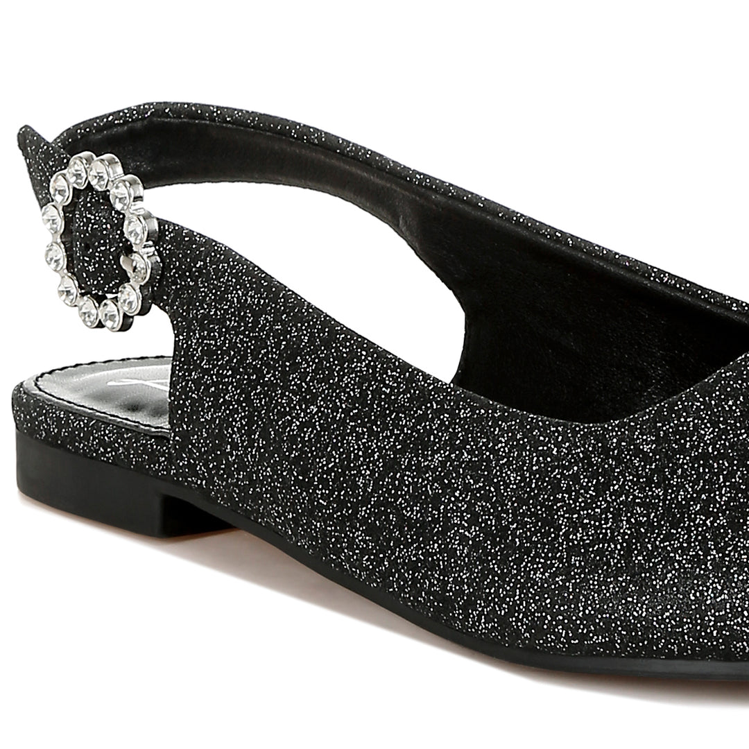 glitter slingback flat sandals#color_black