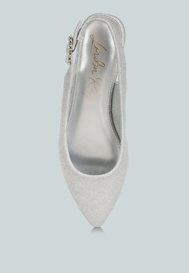 women glitter slingback flat sandals#color_silver