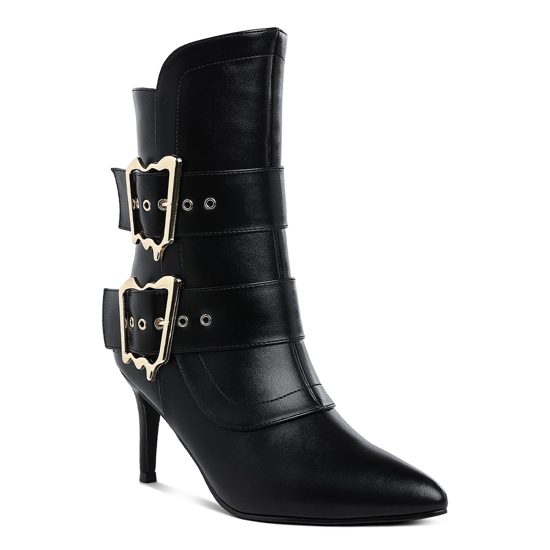 chunky buckle strap ankle boots#color_black