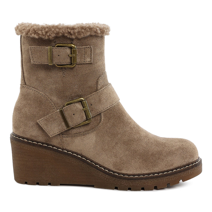 faux fur harness boots#color_taupe