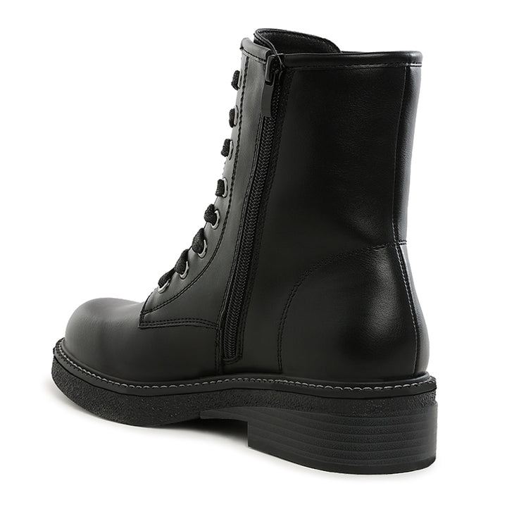 faux leather lace up boots#color_black