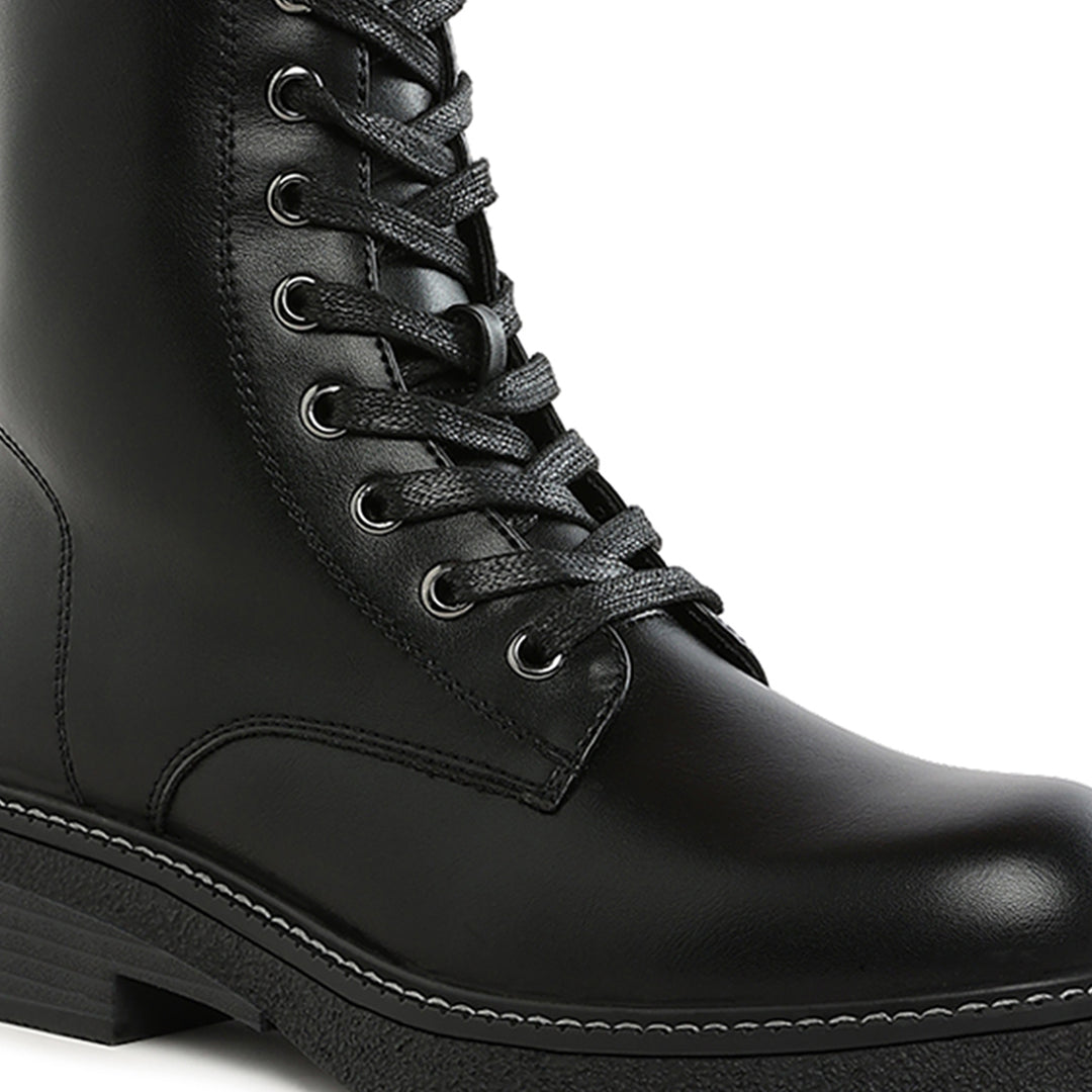 faux leather lace up boots#color_black