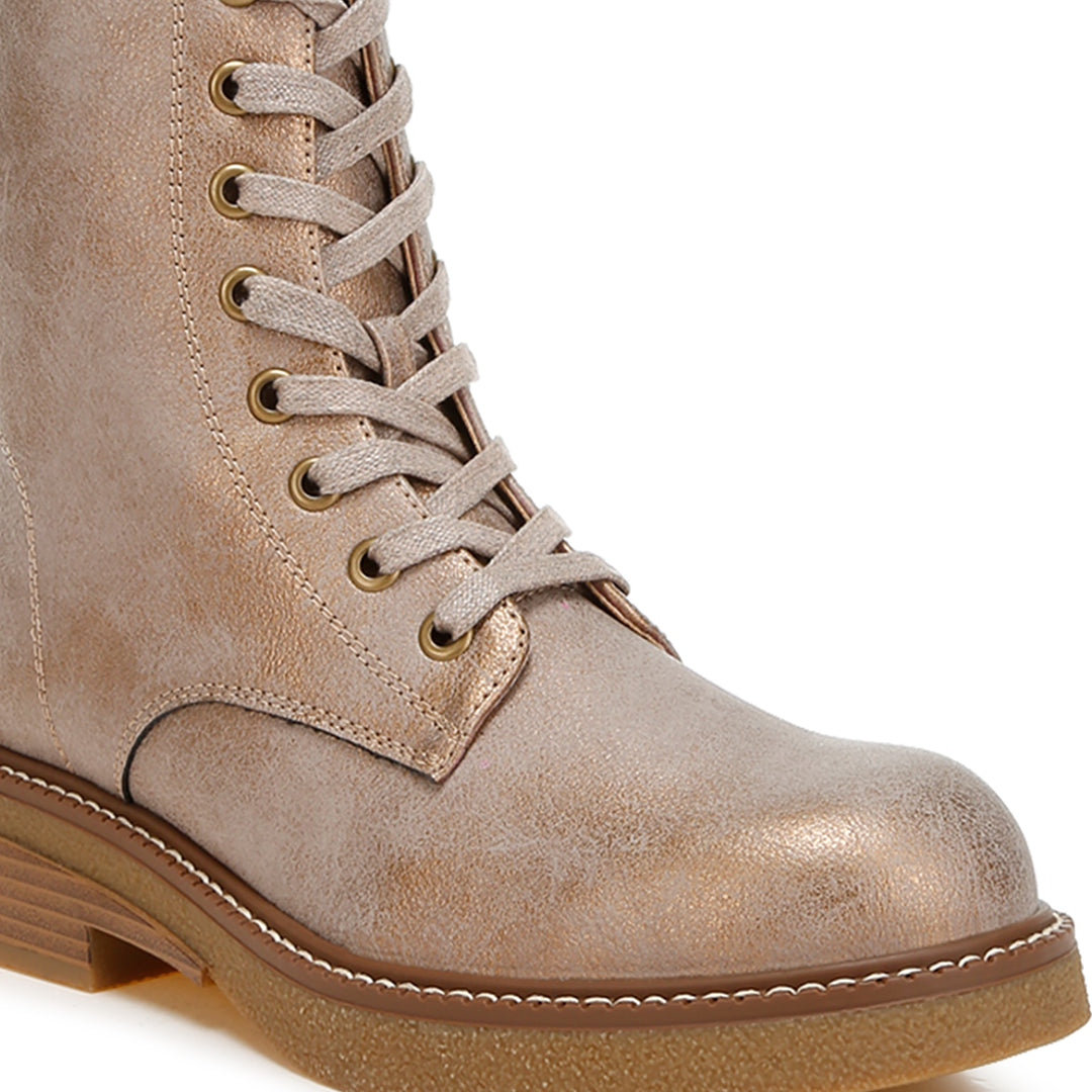 faux leather lace up boots#color_tan